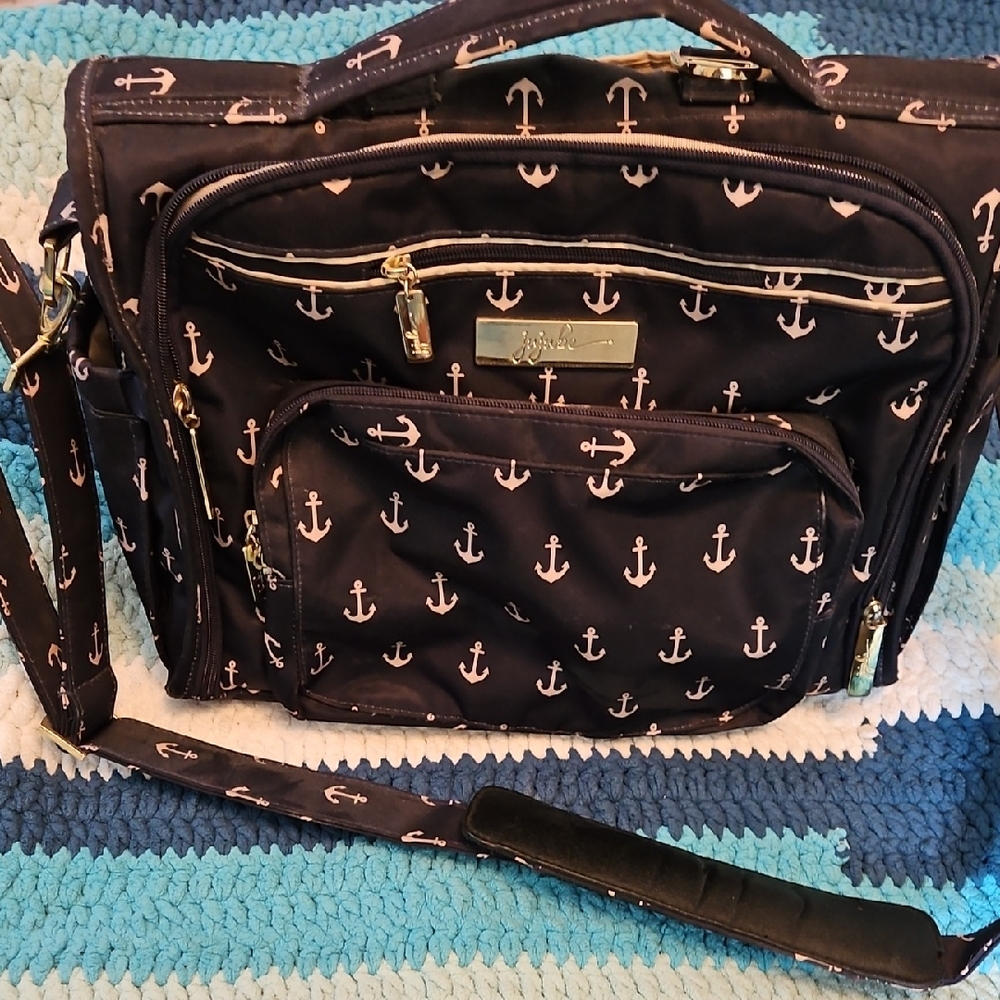 Nautical Anchor Print Navy Diaper Bag Jujube